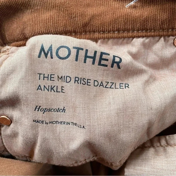MOTHER The Mid Rise Dazzler Ankle Jeans Straight Leg in Hopscotch Cord Brown - Picture 12 of 15